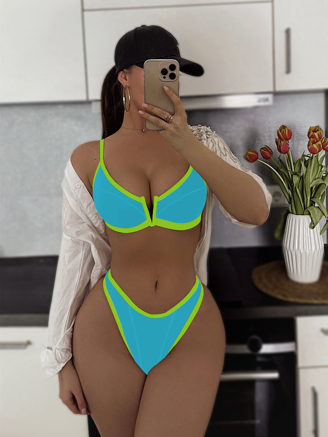Dame Push-up Bikini med stilfuld V-udskæring Skovae