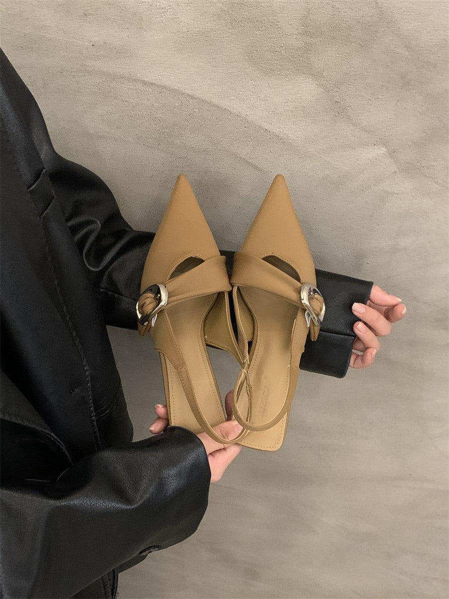 Dame elegante spidse Slingback-Mules med spændeaccent Stilla