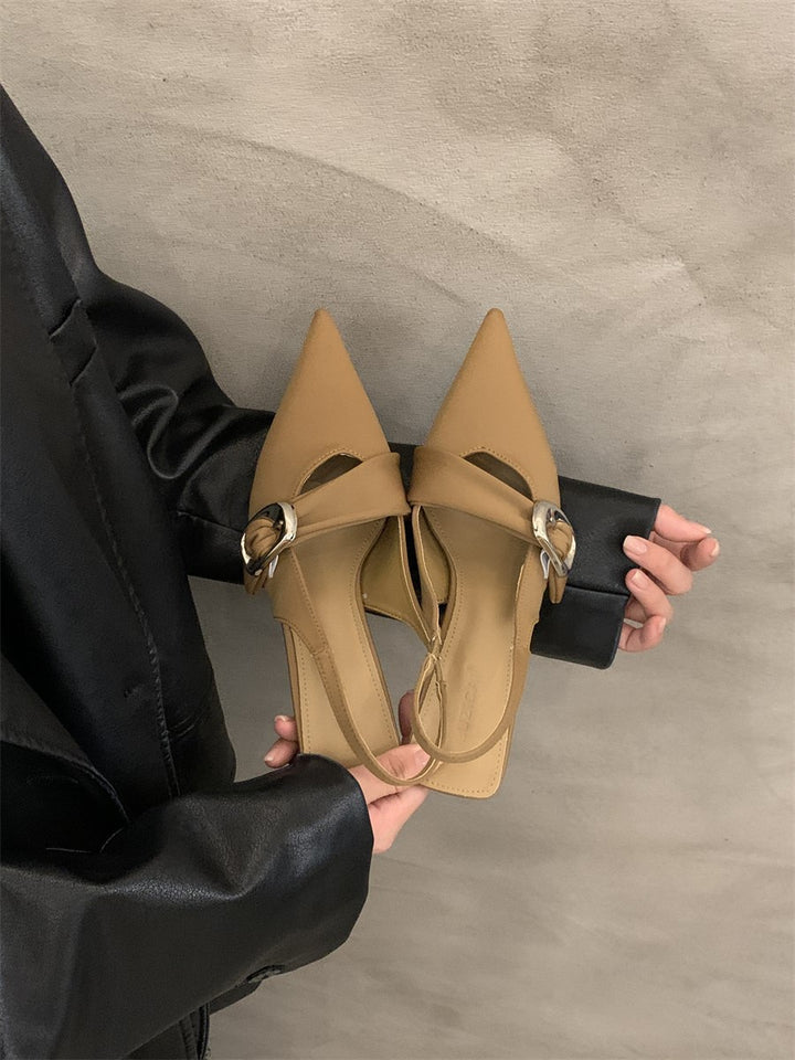 Dame elegante spidse Slingback-Mules med spændeaccent Stilla