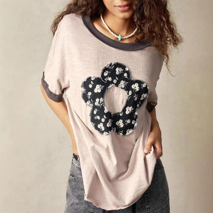 Dame overdimensioneret T-shirt med blomsterdesign Stilla