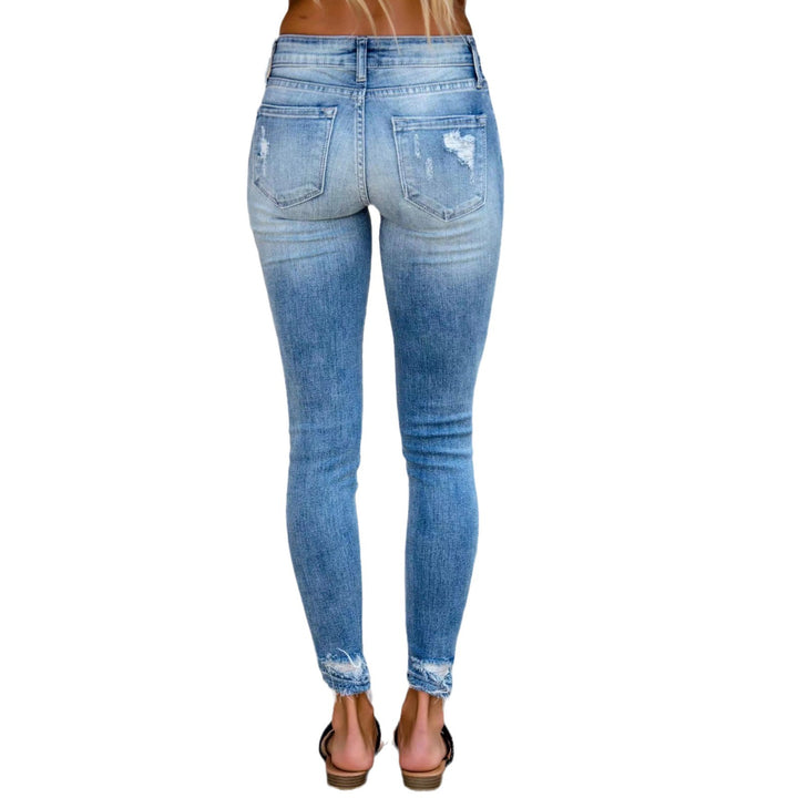 Dame Skinny Jeans med moderigtige Ripped-detaljer og høj talje Stilla