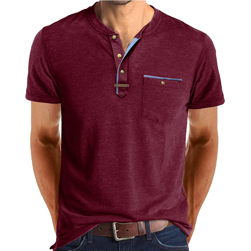Herrer Kortærmet Henley T-shirt med modiske detaljer Stilla