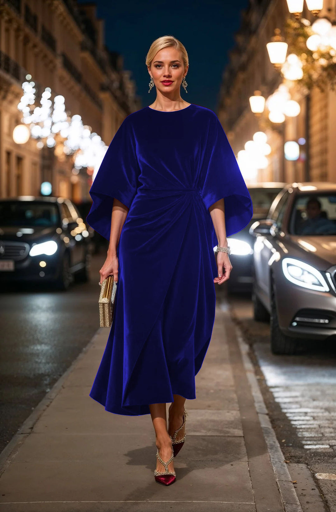 Dame Elegant Velour Aftenkjole Stilla