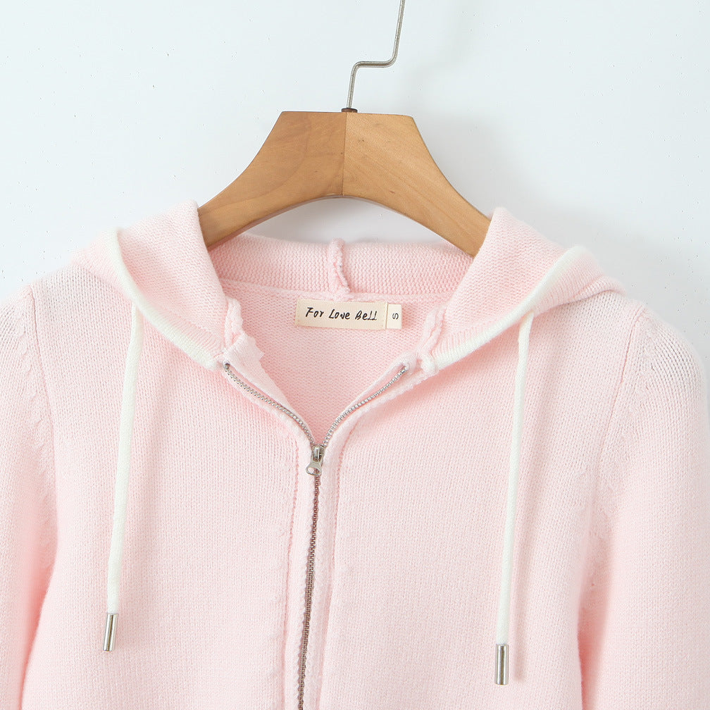 Damer cropped hættepullover med lynlås og elastisk kant Stilla