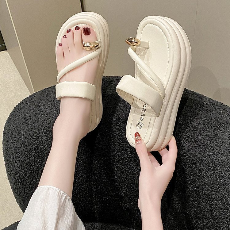 Dame Komfortable Slippers med elegant Krydsbånd-Design og dekorative Smykke detaljer Stilla