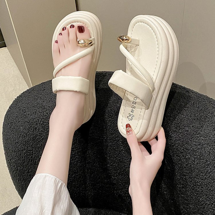 Dame Komfortable Slippers med elegant Krydsbånd-Design og dekorative Smykke detaljer Stilla