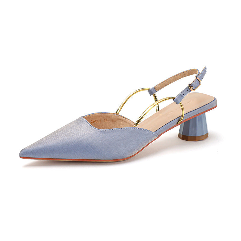 Femme Elegante Slingback-hæle med Unik Geometrisk Blokhæl Stilla