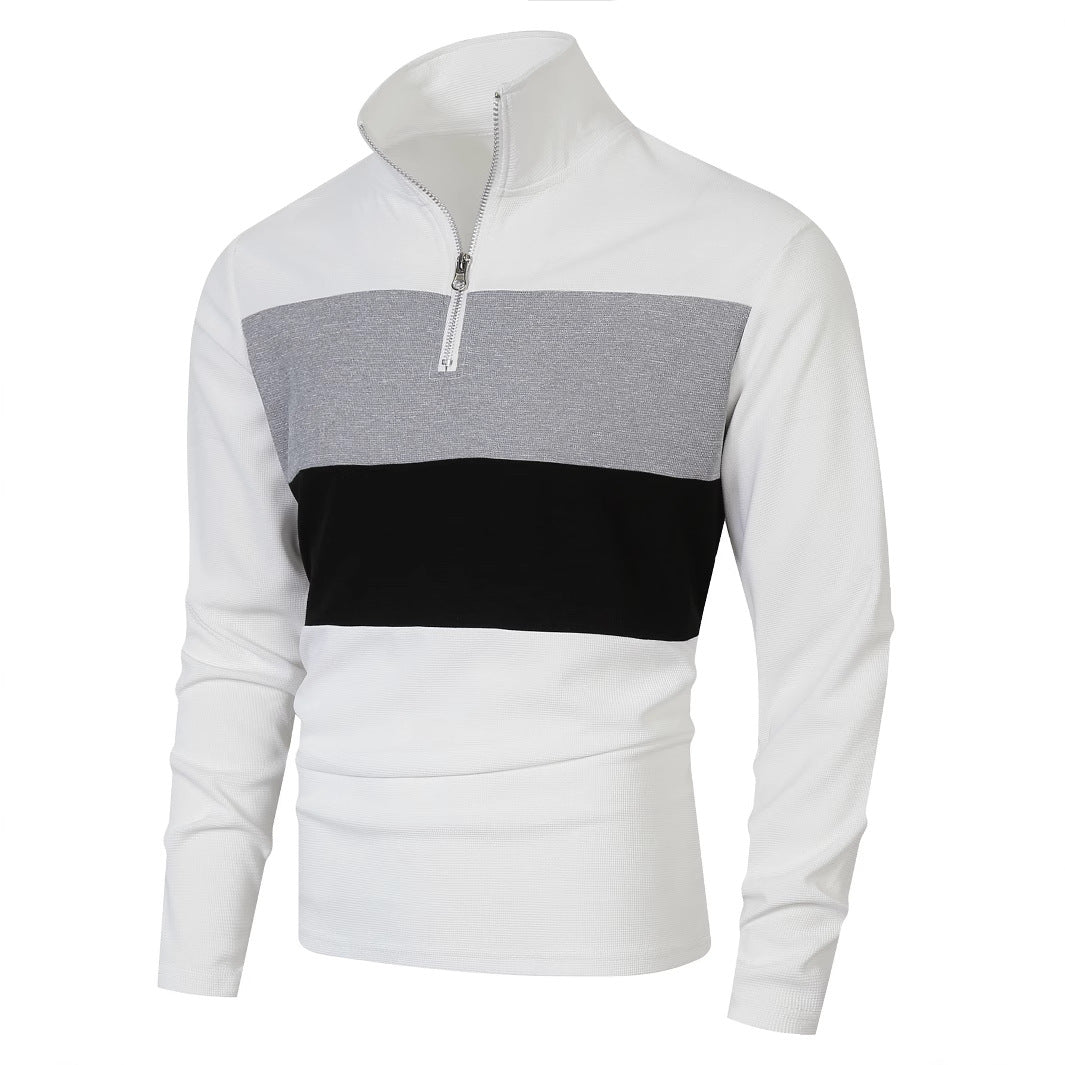 Herrer mode højkrave sweater med lynlås og struktureret design Stilla