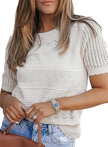 Kvinders strikket top med unikt tekstureret design Stilla