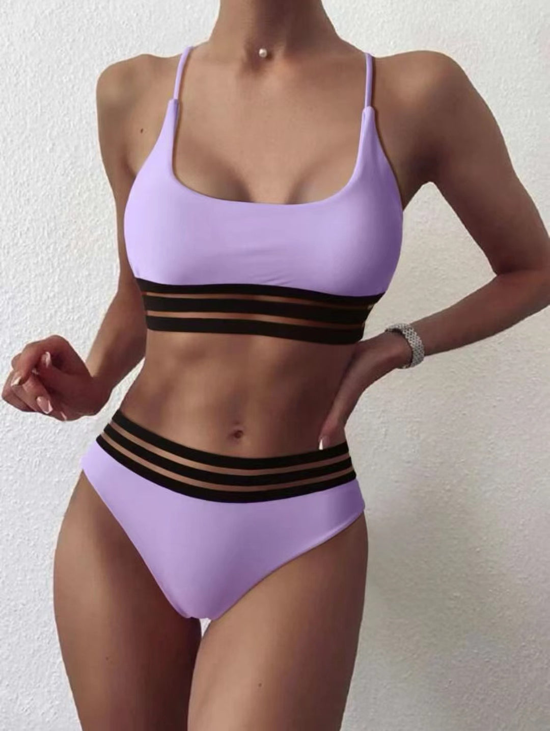 Dame Bikini-sæt med stilfulde stripe-detaljer og høj talje Stilla