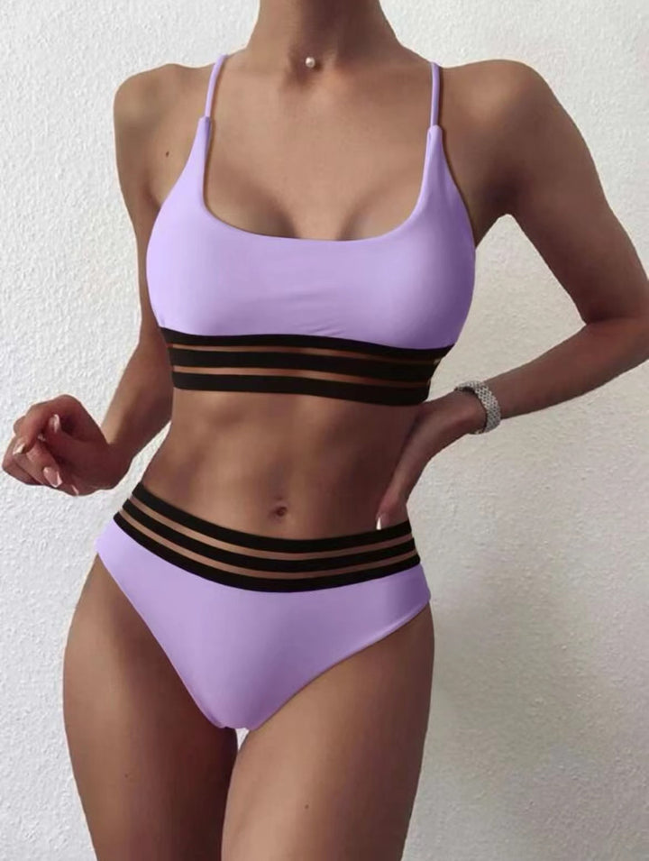 Dame Bikini-sæt med stilfulde stripe-detaljer og høj talje Stilla