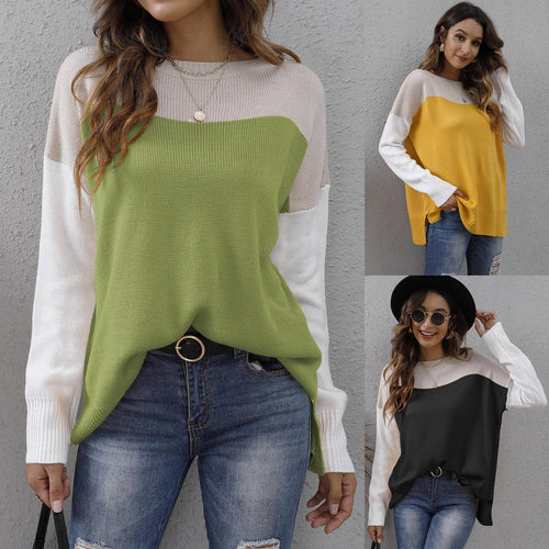 Damer hyggelig og moderne sweater med blokfarve-design Stilla