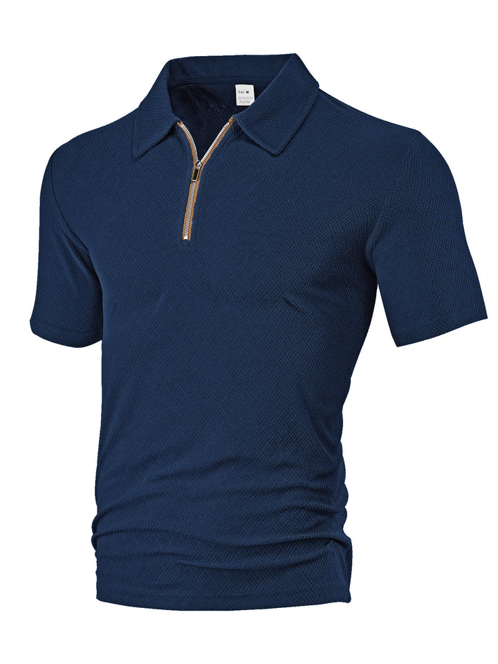 Herrer Polo-Shirt med elegant lynlås og struktureret design Stilla