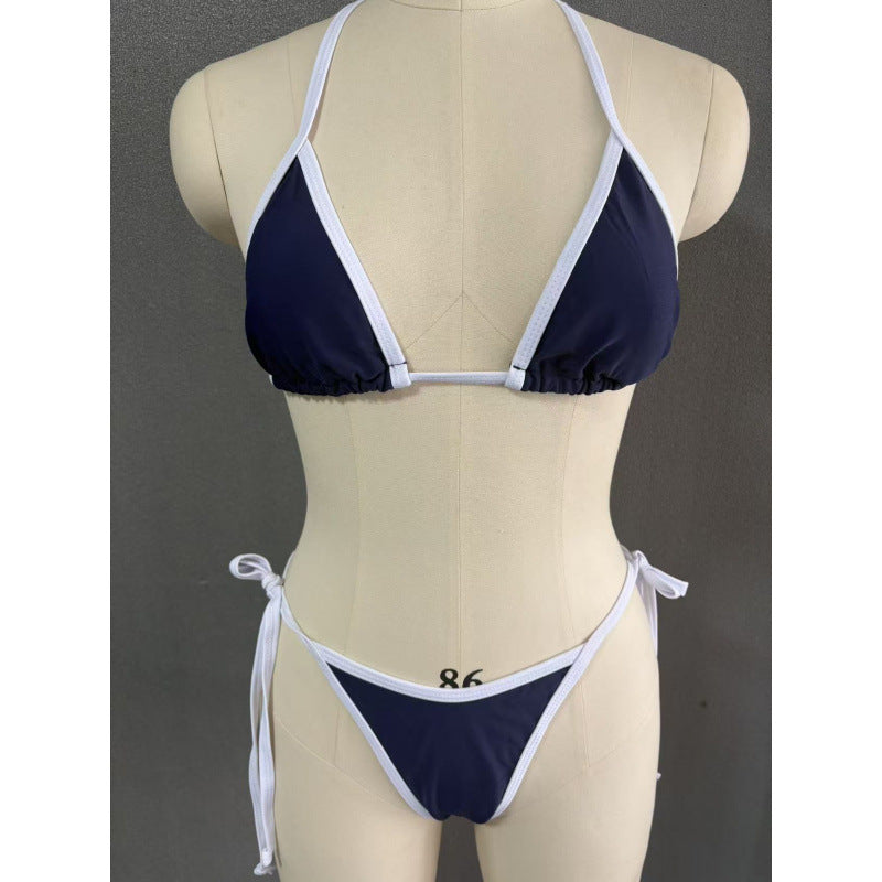 Dame triangelt bikini med justerbare stropper og charmerende knude Skovae