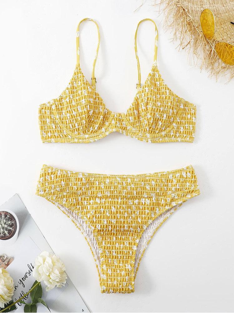 Dame Triangel-Bikini med elastisk rynkning og justerbare stropper Stilla