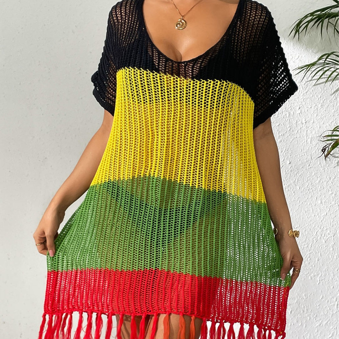 Femme Vibrant Hæklet Fringed Strandbeklædning Tunika Stilla