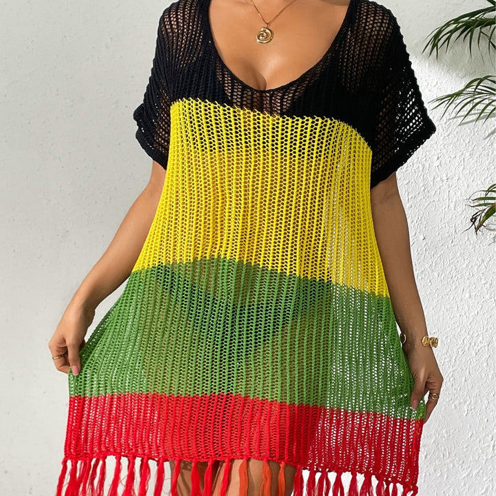 Femme Vibrant Hæklet Fringed Strandbeklædning Tunika Stilla