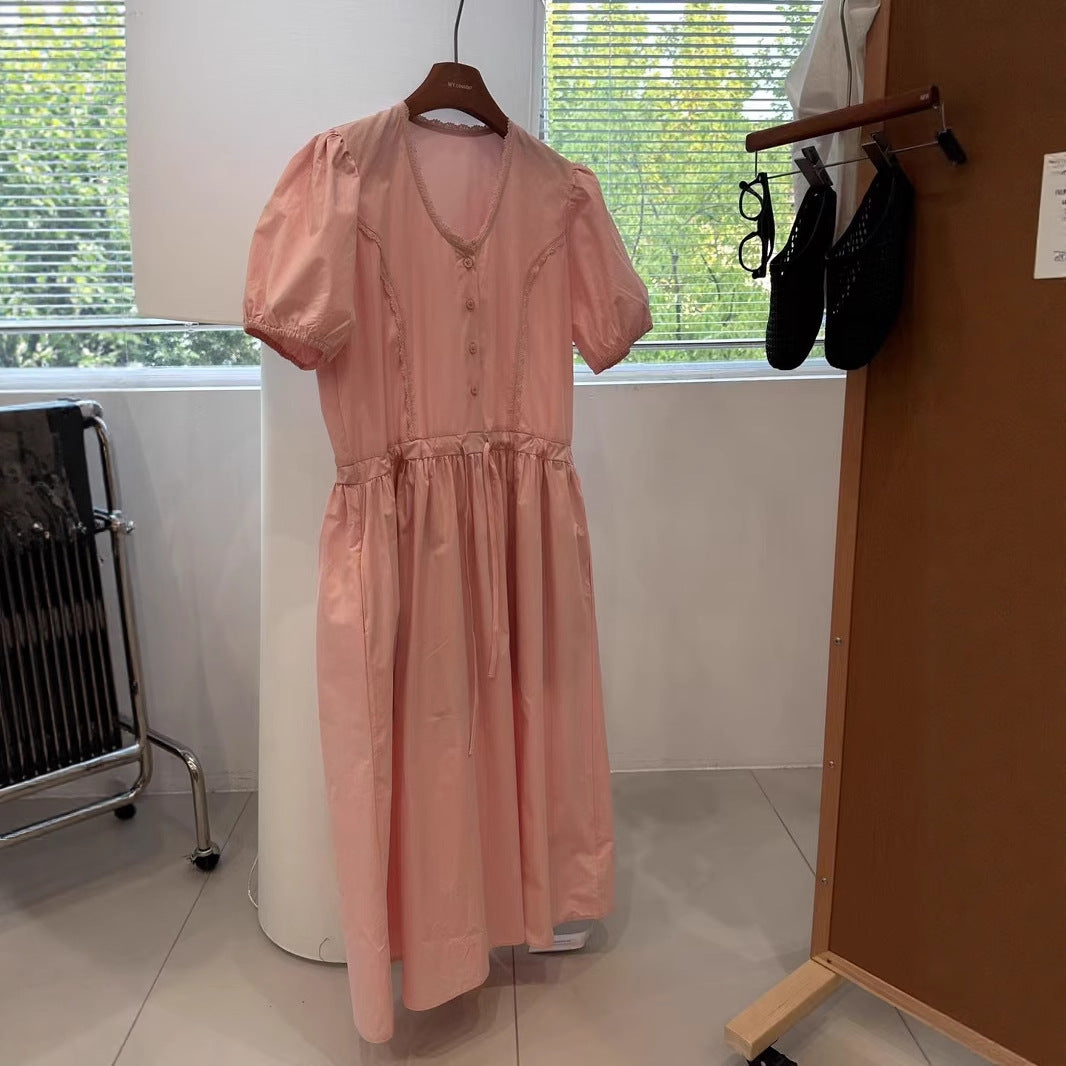 Femme Puffærmet Knap-ned Midi Kjole Stilla
