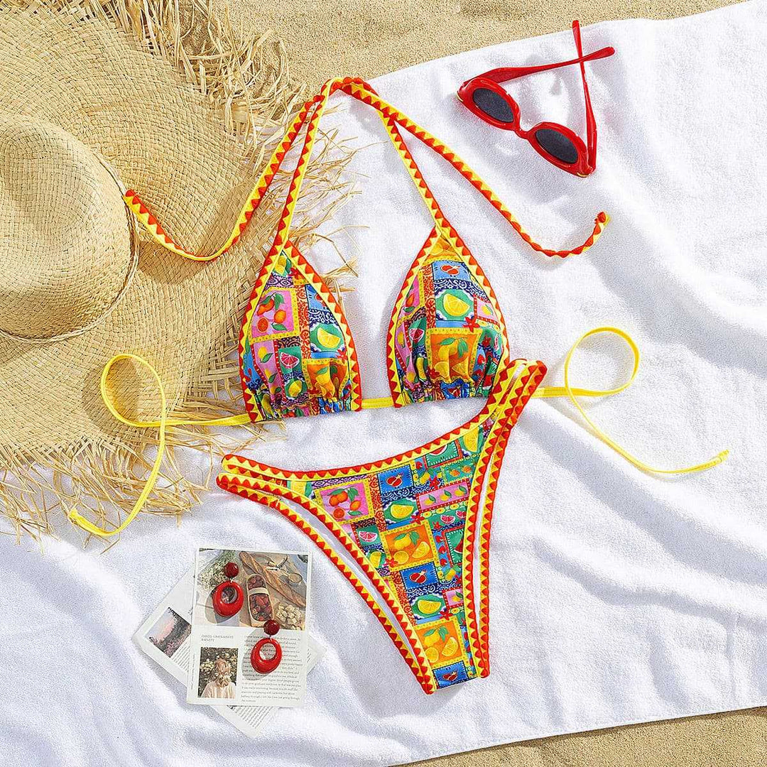 Damer Triangel-Bikini med farverig mønsterblanding Skovae