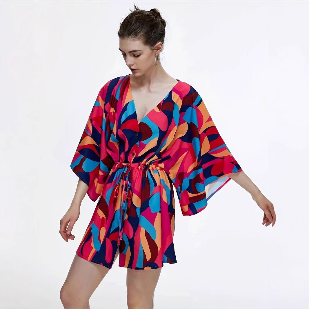 Kvinde Vibrant Wrap Kjole med justerbar Bindebælte Stilla