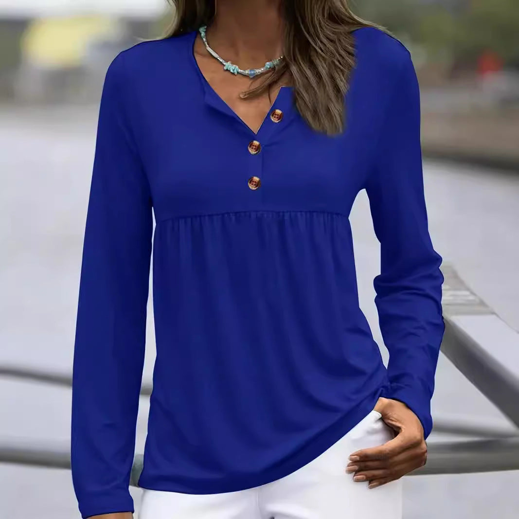 Damebluse med knaphulsdetaljer Stilla