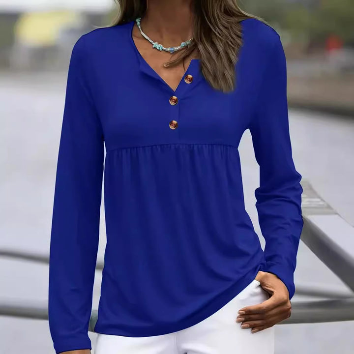 Damebluse med knaphulsdetaljer Stilla
