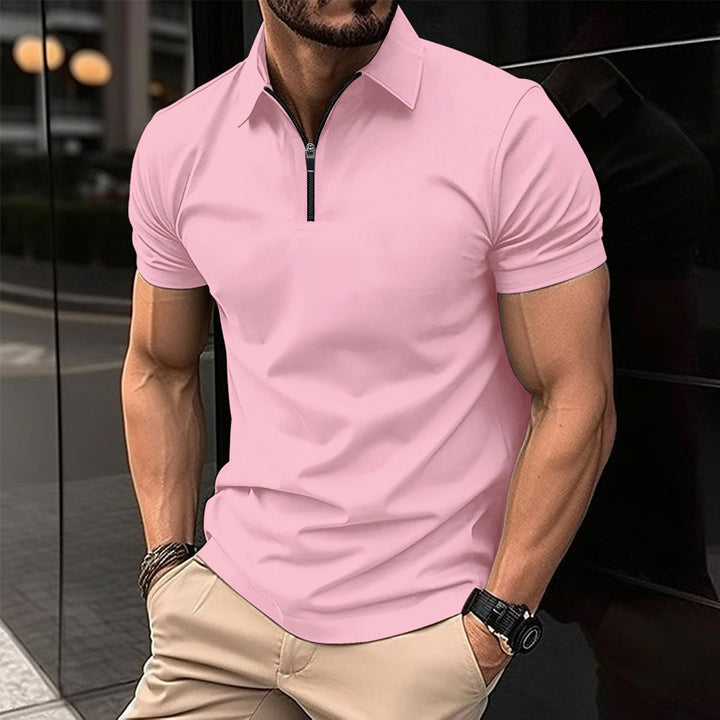 Herre Moderne Zip-Up Performance Polo-Skjorte Stilla