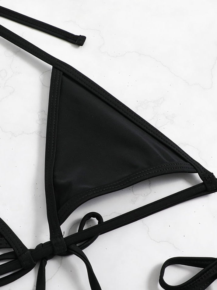 Dame triangel-bikini med dekorative bindebånd Skovae