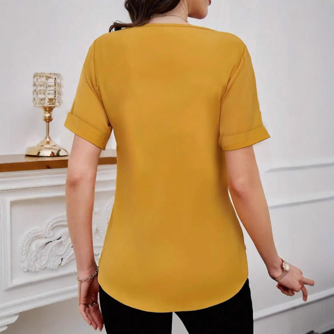 Dame Chiffon Bluse med elegant knaplukning Stilla
