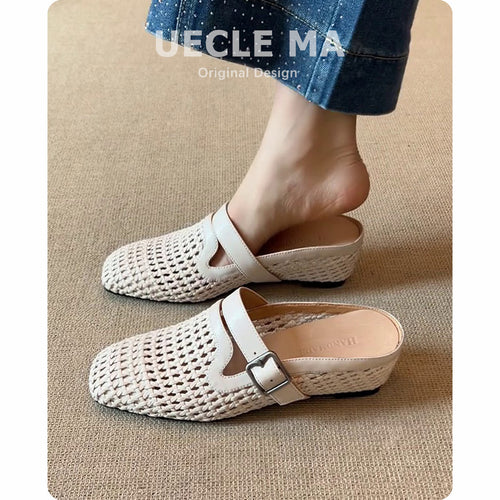 Dame stilfulde vævede slippers med justerbar spænde Stilla