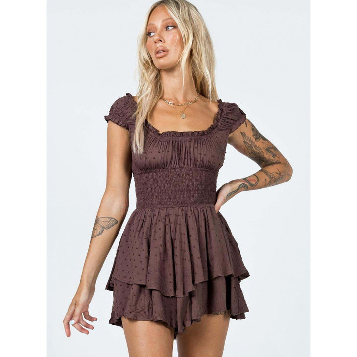 Dame Off-Shoulder Minikjole med Ryscher Stilla