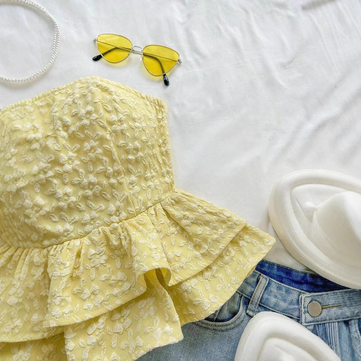 Dame Peplum Top med blomsterdesign Stilla