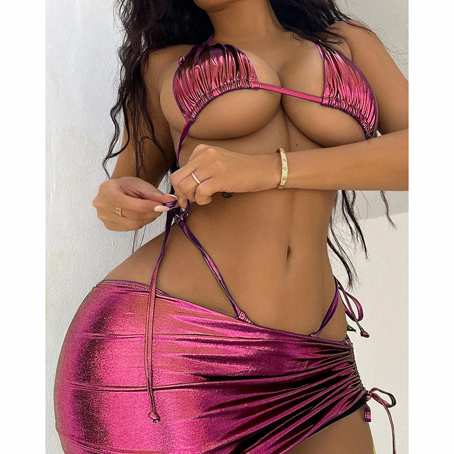 Dame Glinsende Bikinisæt med Wrap Skirt Stilla