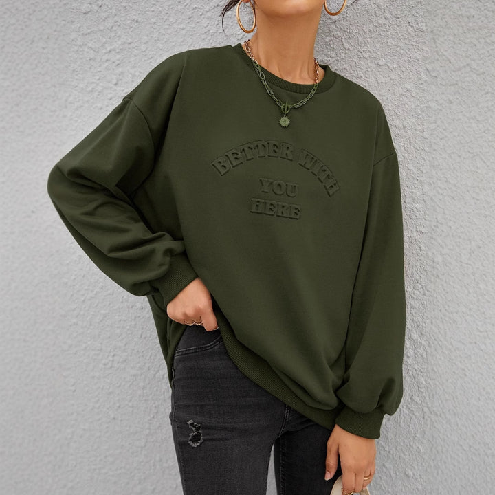 Kvinders afslappede sweatshirt med prægede bogstaver Stilla