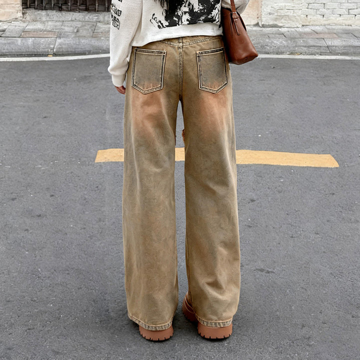 Dame baggy jeans med frynsede detaljer Skovae