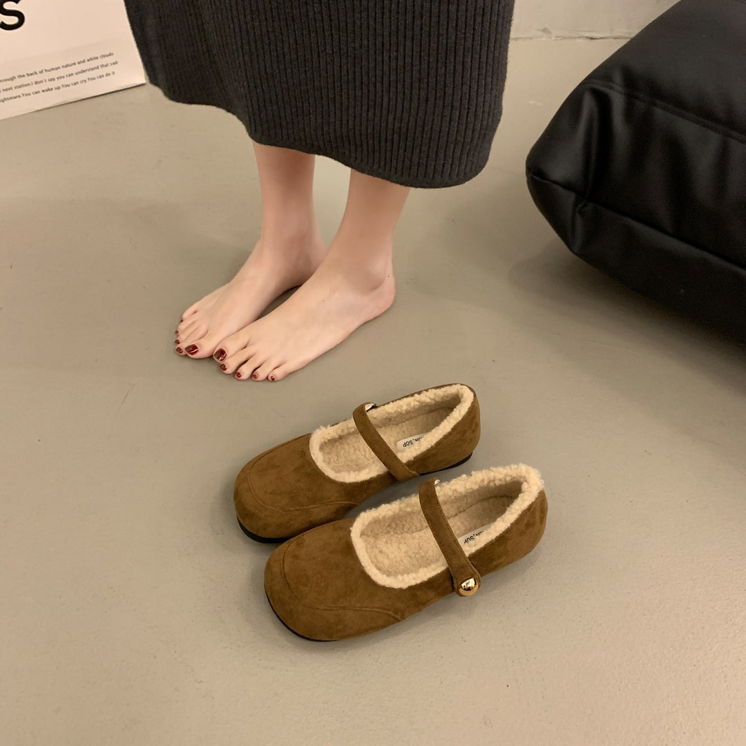 Dame varme fleeceforede Mary Jane ballerinaer Stilla