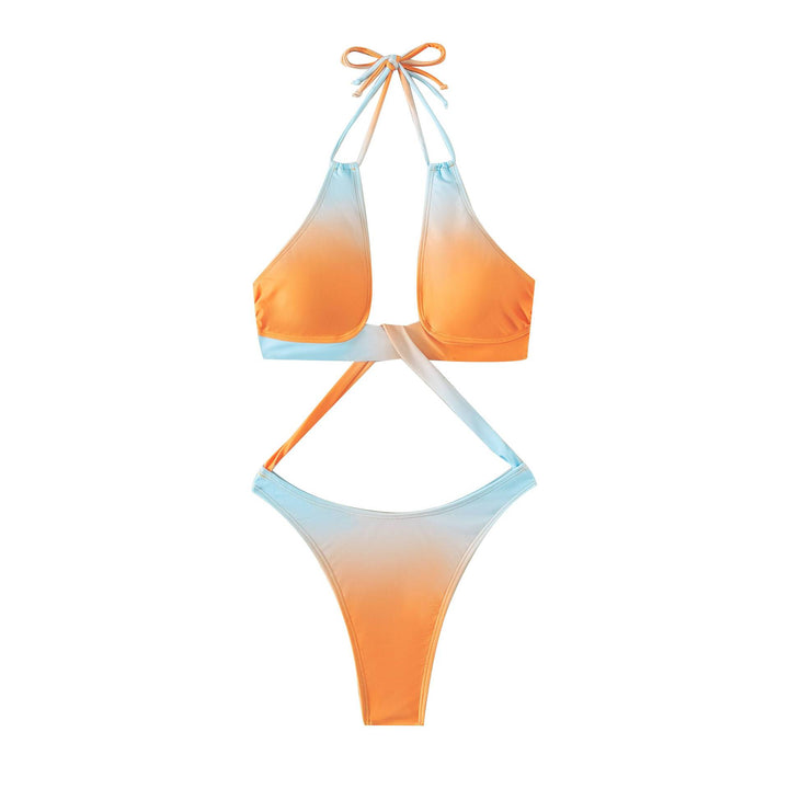 Dame triangel-bikini med krydsende top og høj udskæring Skovae