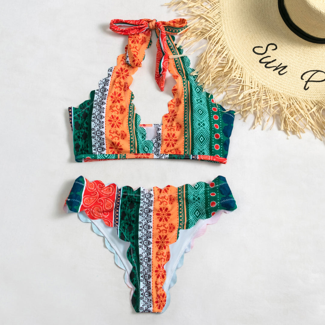 Dame triangel-bikini med raffinerede volanger og stilfuldt design Stilla