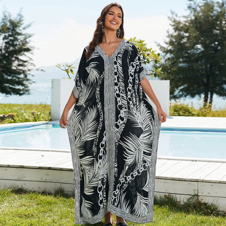 Dame Maxi-Kaftan med livlige blomster mønstre og bred pasform Stilla