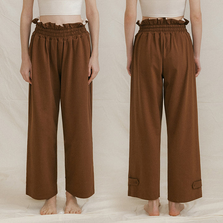 Dame bred chinos med elastisk talje og mode detaljer Stilla