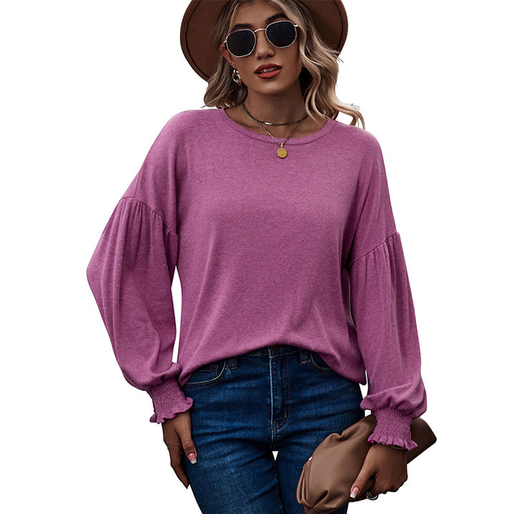 Dame Fashion Pullover top med enkle flæsedetaljer Stilla