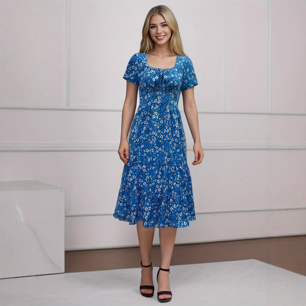 Dame Blomster Plisse Maxi Kjole Stilla