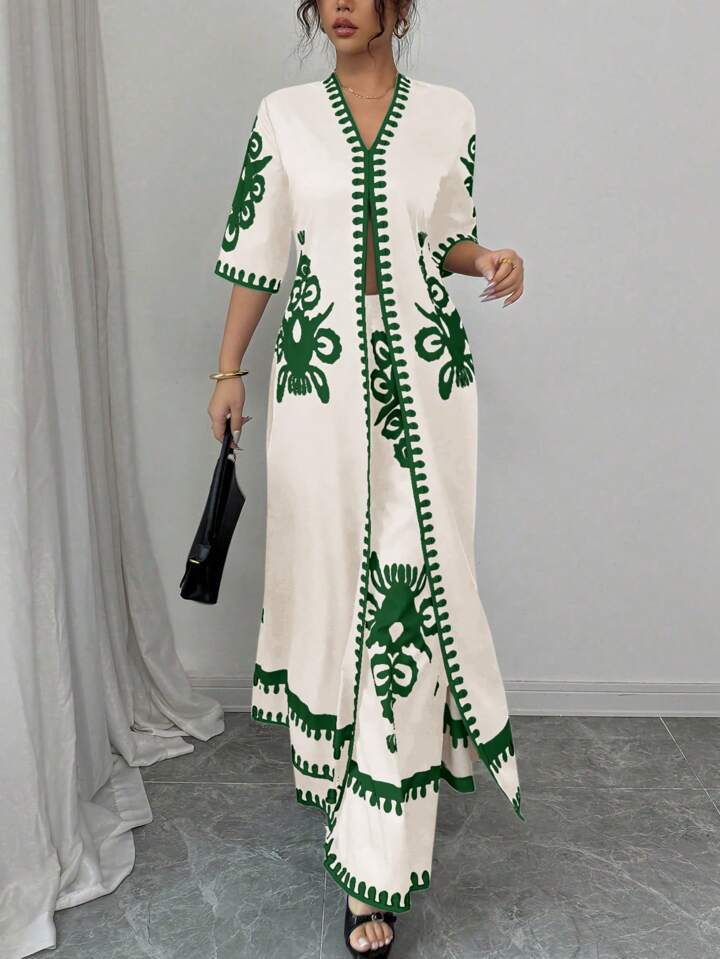 Dame broderet Kaftan-kjole Stilla
