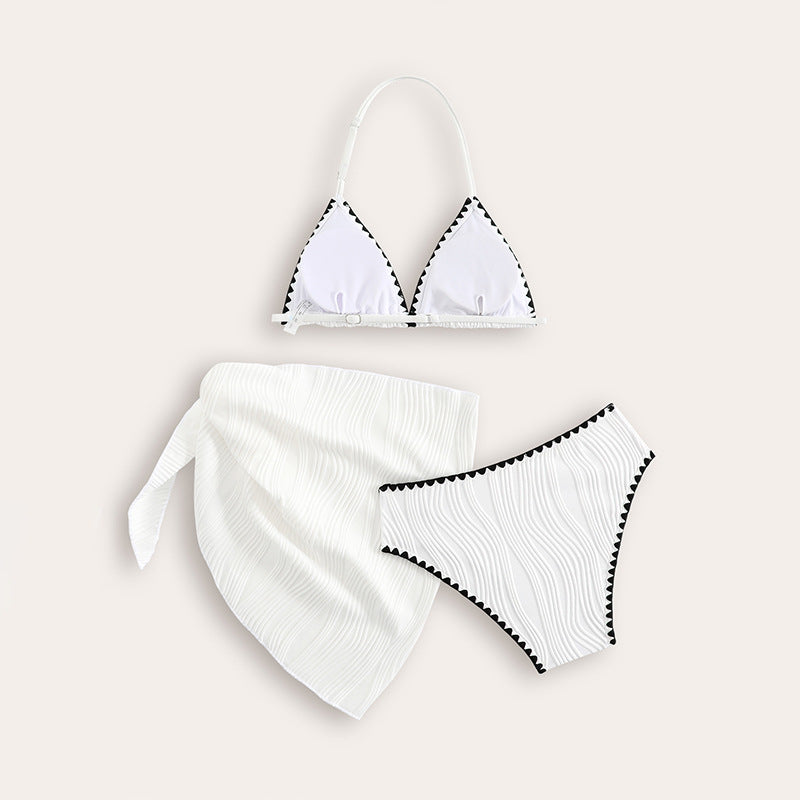 Dame Volants Trekant Bikini Sæt med matchende Wrap Tørklæde Stilla