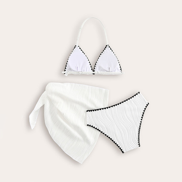 Dame Volants Trekant Bikini Sæt med matchende Wrap Tørklæde Stilla