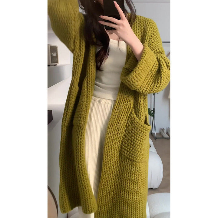Kvindernes chunky strik cardigan med åbne lommer og afslappet pasform Stilla