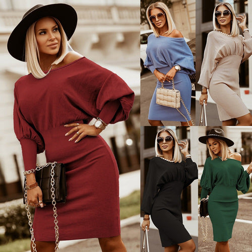 Dame Elegant Asymmetrisk Kjole med Off-Shoulder-Design Stilla