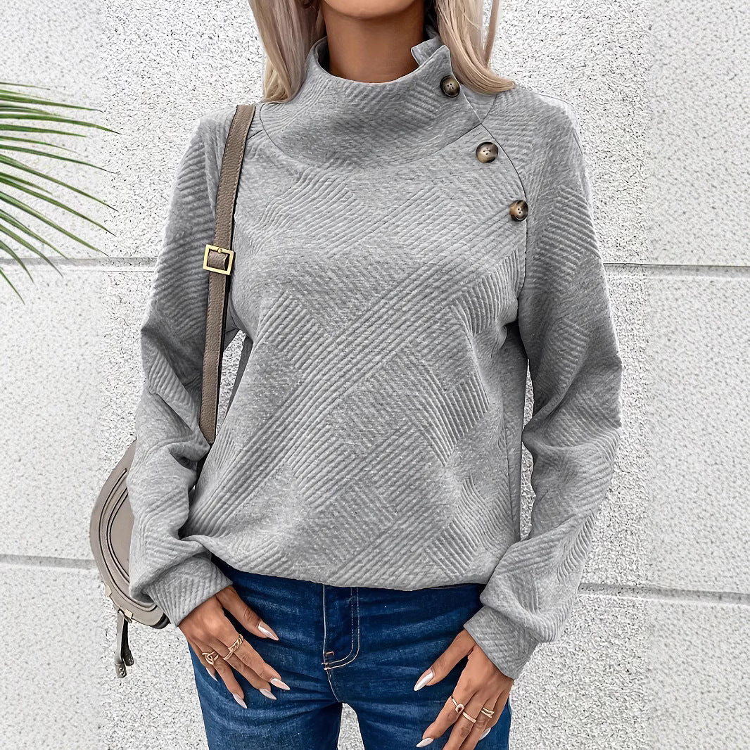 Dame moderigtig kravepullover med innovativ tekstur Stilla