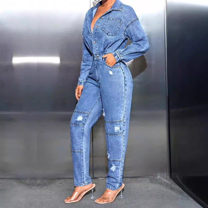 Kvinders jeans overalls med en skræddersyet pasform og fashionable ødelagte detaljer Stilla