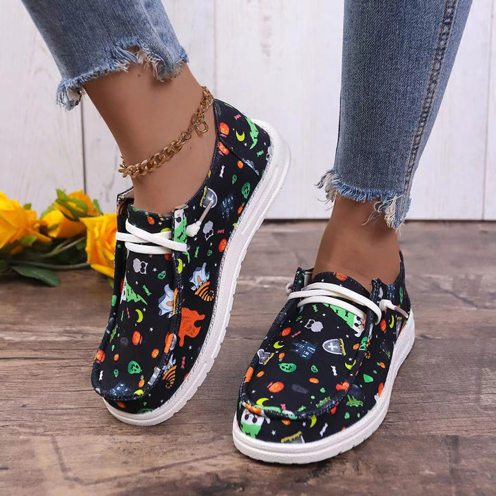 Dame Slip-On Sneakers med farverigt motiv og behageligt tekstil-overmateriale Stilla